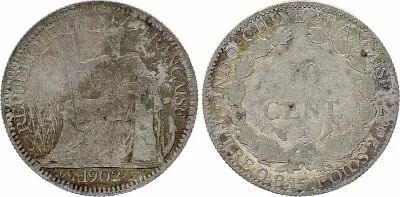 Indo-Chine Fr. 10 Cents Libert� assise - Indo-Chine 1902 A Paris - Argent - B
