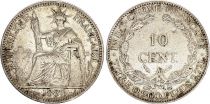 Indo-Chine Fr. 10 Cents République et Laurier - 1885 A Paris - Argent