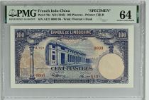 Indo-Chine Fr. 100 Piastres - Banque - Bateau - Spécimen - Kol.186 - PMG 64