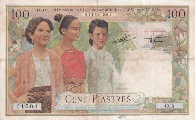 Indo-Chine Fr. 100 Piastres - �mission du Vietnam - 1954 - S�rie O.5