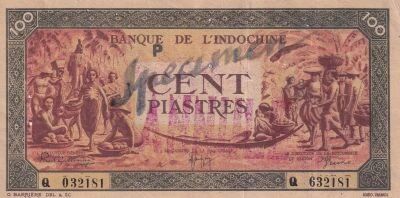 Indo-Chine Fr. 100 Piastres - March� - 1942-1945 - Lettre P - Sp�cimen