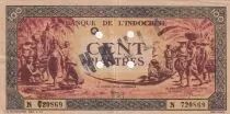 Indo-Chine Fr. 100 Piastres annul&eacute; - Rose et brun - 1942 - Lettre Q