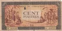 Indo-Chine Fr. 100 Piastres March&eacute; - 1942 - Lettre B - S&eacute;rie W 010268