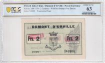Indo-Chine Fr. 2 Francs - Dumont D\'Urville - 1936 - PCGS 63 Choice UNC - Kol.209b