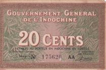 Indo-Chine Fr. 20 Cents - Femme - Bateau - ND (1939) - P.86c