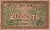 Indo-Chine Fr. 20 Cents - ND (1939) - P.86a