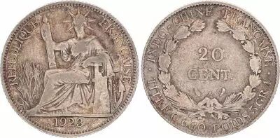 Indo-Chine Fr. 20 Cents Libert� assise - 1923 A PARIS