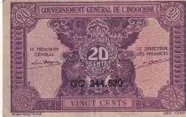 Indo-Chine Fr. 20 Cents ND (1942) - S&eacute;rie GC 244.530