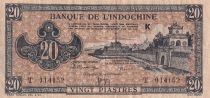 Indo-Chine Fr. 20 Piastres - Forteresse - Statue - ND (1942-1945) -  TB - P.71