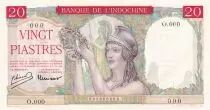 Indo-Chine Fr. 20 Piastres Femme Casqu&eacute;e - ND (1949) - Sp&eacute;cimen