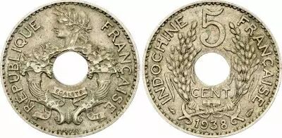 Indo-Chine Fr. 5 Centimes - R�publique Fran�aise - Patey - 1938