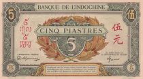 Indo-Chine Fr. 5 Piastres - Vert - ND (1942-1945) - Lettre G  - P.61