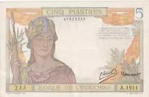 Indo-Chine Fr. 5 Piastres Femme casquée - Banque de l\'Indochine -  ND (1946) - Série A.1914