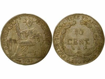 Indo-Chine Fr. Indochine Fran�aise - 10 Centi�mes Argent 1921