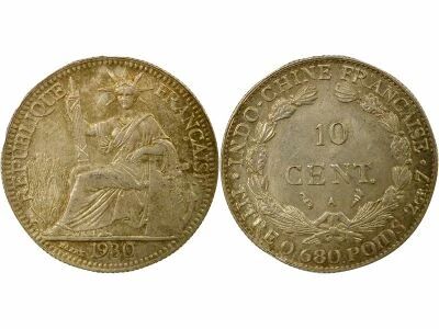Indo-Chine Fr. Indochine Fran�aise - 10 Centi�mes Argent 1930