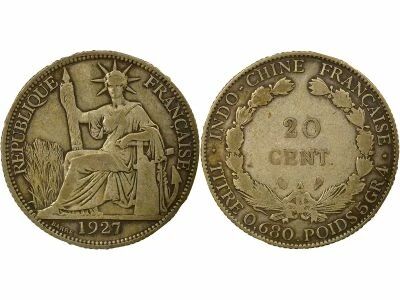 Indo-Chine Fr. Indochine Fran�aise - 20 Centiemes Argent 1927