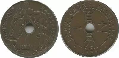 Indo-Cina francese 1 Cent Republican statue - 1931 torch