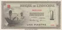 Indo-Cina francese 1 Piastre - 1945 - Letter B - Specimen on available note - Cashier n&deg;52