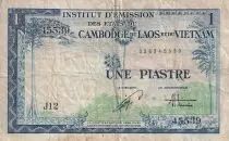 Indo-Cina francese 1 Piastre - Blue - Dragon - ND (1954) - Serial J.12 - P.105