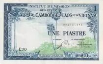 Indo-Cina francese 1 Piastre - Trees - ND (1954) - Serial C30-25941  - P.105