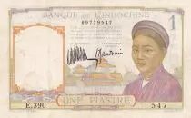 Indo-Cina francese 1 Piastre - Woman - Temple - ND (1932) - Serial E.390 - P.52
