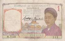 Indo-Cina francese 1 Piastre - Woman - Temple - ND (1936) - Serial M.5140 - P.54b