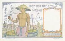 Indo-Cina francese 1 Piastre - Woman - Temple - ND (1936) - Serial O.62.04 - P.54b