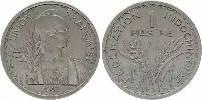 Indo-Cina francese 1 Piastre Federation Indochinoise - 1947 - VF to XF - KM.32