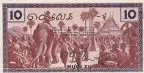 Indo-Cina francese 10 Cents - Elephants - ND (1942) - Serial DD - P.85d