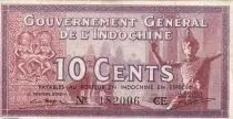Indo-Cina francese 10 Cents Sculptures and dancer - Elephant - 1939