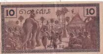 Indo-Cina francese 10 Cents Sculptures and dancer - Elephant - 1939