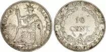 Indo-Cina francese 10 Cents Woman with laurel - 1885 A Paris - Silver