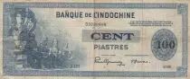 Indo-Cina francese 100 Piastres - Angkor Statues - Serial H132 -1945