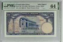 Indo-Cina francese 100 Piastres - Bank - Boat - Specimen - P.79s - PMG 64