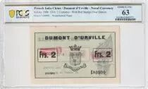 Indo-Cina francese 2 Francs - Dumont D\'Urville - 1936 - PCGS 63 Choice UNC - Kol.209b