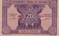 Indo-Cina francese 20 Cents - Rose - ND (1942) - Serial KU - P.90a