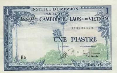 Indochina Francesa 1 Piastre - Forest - Statue of Chintze - 1954 - Series G.5