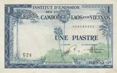 Indochina Francesa 1 Piastre - Forest - Statue of Chintze - 1954 - Series G.5