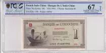 Indochina Francesa 1 Piastre - Men with boat  - ND (1945) - Letter B - PCGS 67 OPQ -
