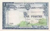 Indochina Francesa 1 Piastre - Trees - ND (1954) - Serial P33  - P.105