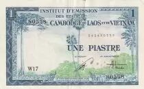 Indochina Francesa 1 Piastre - Trees - ND (1954) - Serial W17- P.105