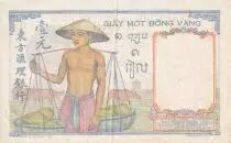 Indochina Francesa 1 Piastre - Woman - Temple - 1946 - Serial Q.9746 - XF - P.54c