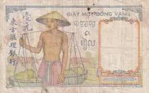 Indochina Francesa 1 Piastre - Woman - Temple - ND (1936) - Serial F.7242 - P.54c