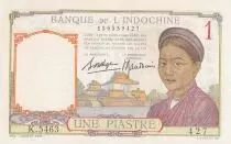 Indochina Francesa 1 Piastre - Woman - Temple - ND (1936) - Serial K.5463 - P.54b