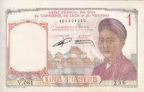 Indochina Francesa 1 Piastre - Woman - Temple - ND (1953) - Serial V.061 - P.92