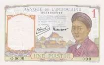 Indochina Francesa 1 Piastre Woman - Temple - 1949 - Specimen