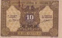 Indochina Francesa 10 Cents - Brown - ND (1942) - Serial DO - P.89a
