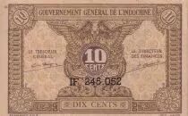 Indochina Francesa 10 Cents - Brown - ND (1942) - Serial IF - P.89a