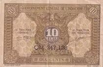 Indochina Francesa 10 Cents - Brown - ND (1942) - Serial QM - P.89a