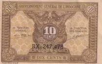 Indochina Francesa 10 Cents - Brown - ND (1942) - Serial RX - P.89a